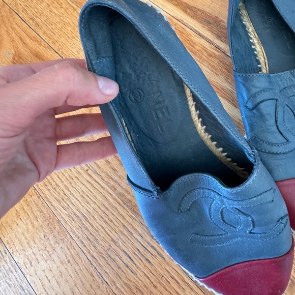 Auth Chanel Lambskin Leather Espadrilles Size 37 - Picture 2 of 6